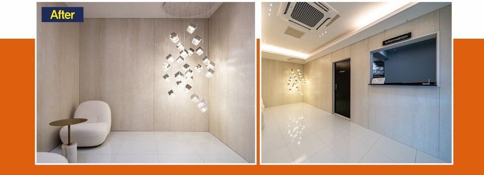 모던한 디자인의 로비(왼쪽)과 개방형 구조의 프런트