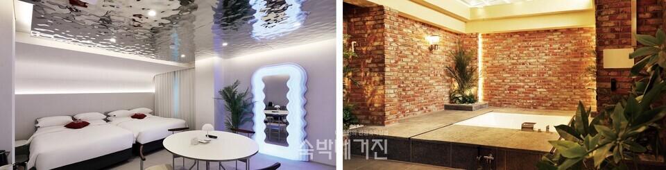 포인트가 확실한 패밀리룸(왼쪽), 야외 욕조