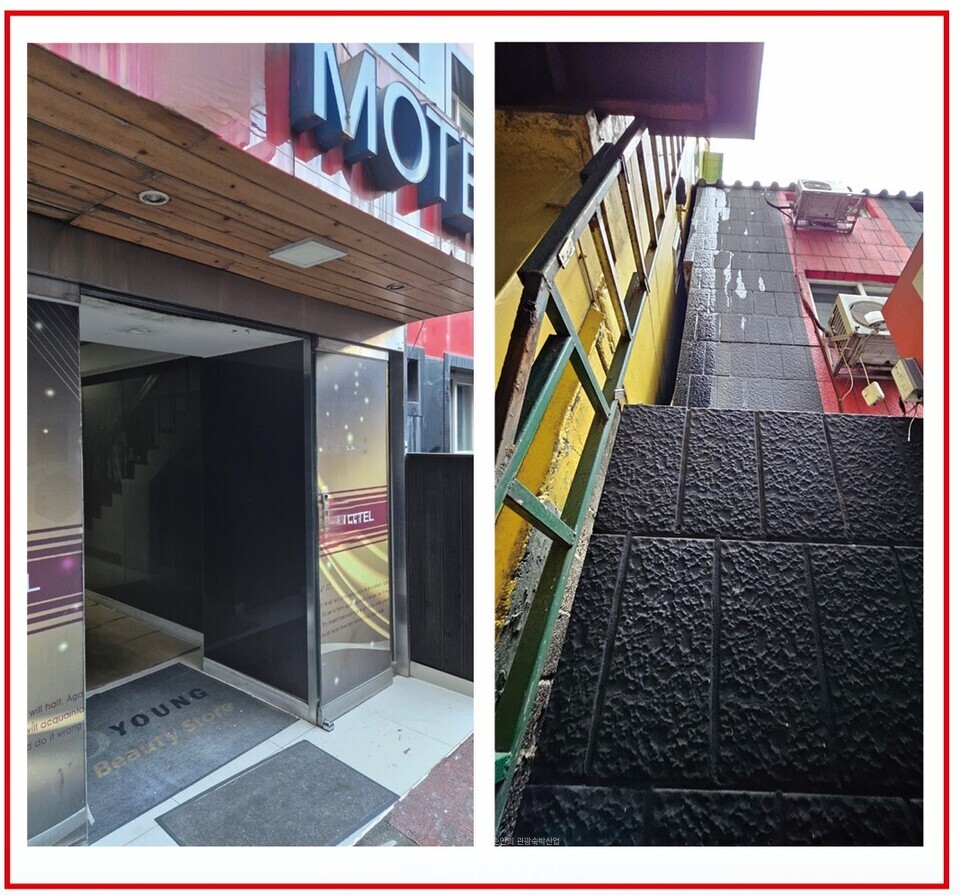 (Before) 시공 전 정문(왼쪽)과 낡은 외관