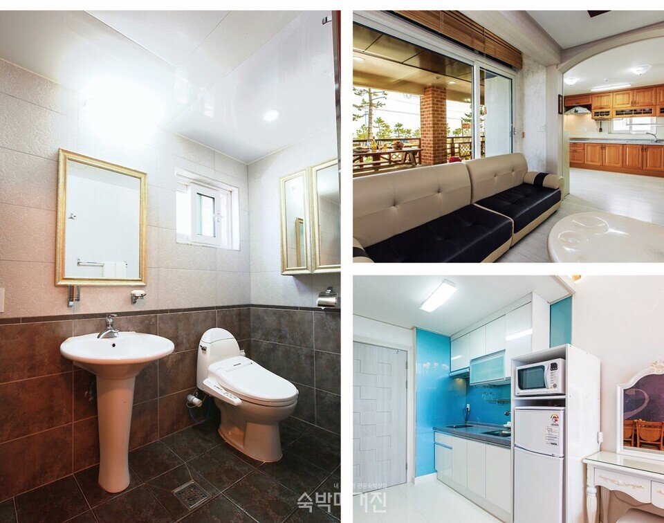 욕실(왼쪽)과 거실