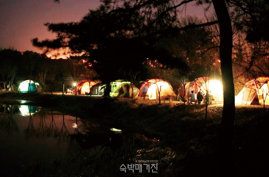 캠핑장 야간 전경