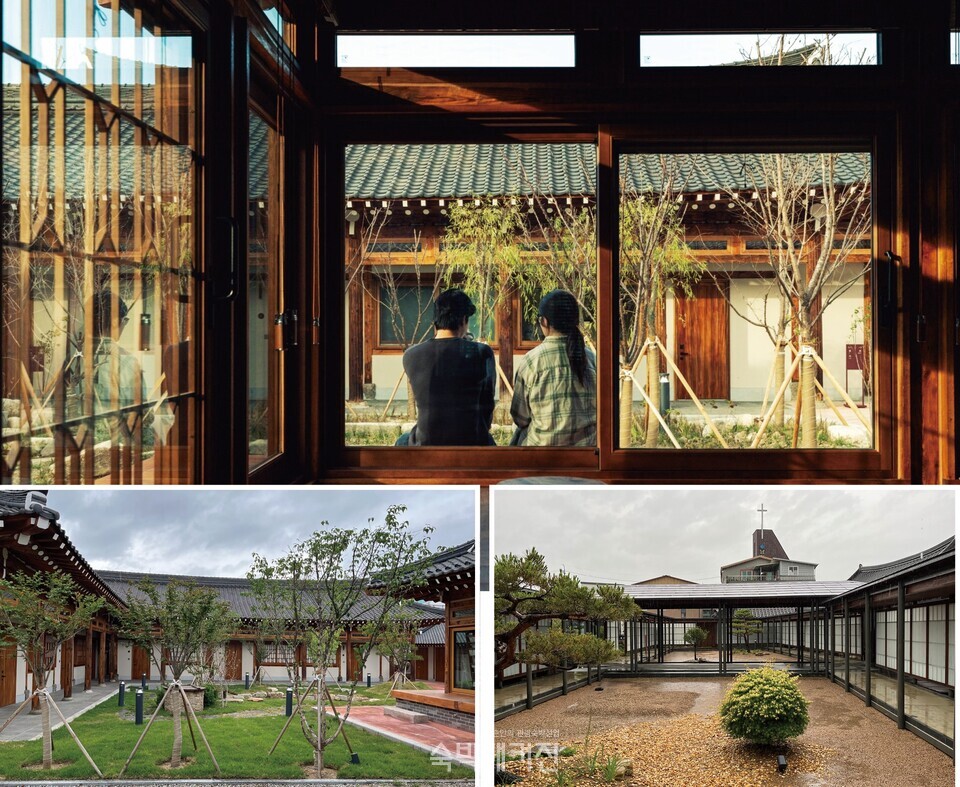 (시공 후, 위부터 시계 방향으로) 감성 디자인, 퓨전 콘셉트, 마당 조경