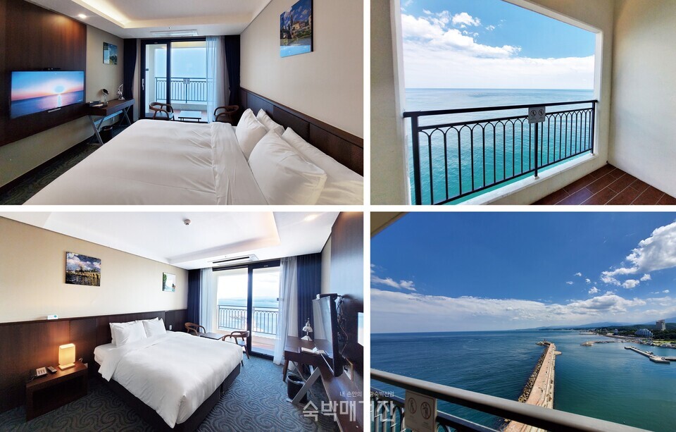 (왼쪽 위부터 시계방향으로) 디럭스 오션 더블(파노라마 오션 뷰), 파노라마 오션 뷰 전망, 오션 하버뷰 전망, 디럭스 더블(오션 하버뷰)
